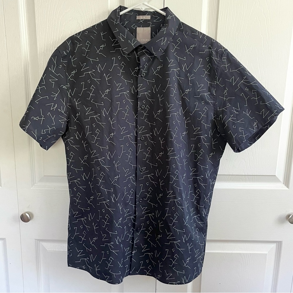 A Frame Navy Button Down Large